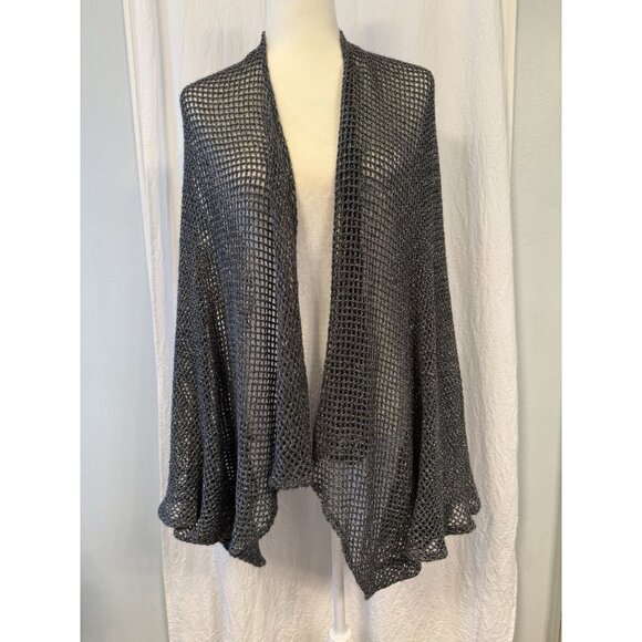 Steve Madden Tops - Steve Madden Mesh Open Knit Kimono One Size Metallic Gray